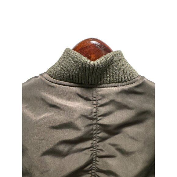 AEROPOSTALE Puffer Jacket Women Bomber Aero Quilted Down Filled Navy Green Large - Picture 8 of 8